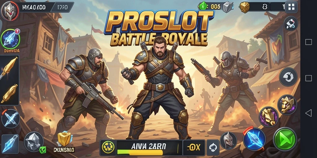 Tampilan gameplay seru PROSLOT dalam pertempuran Battle Royale.