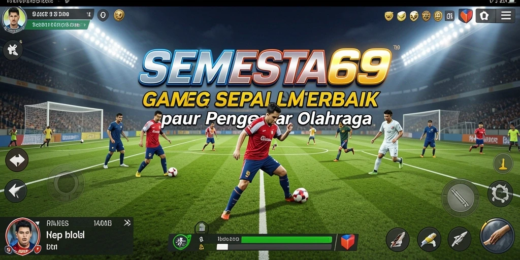 Screenshot permainan SEMESTA69 dengan aksi sepak bola seru.
