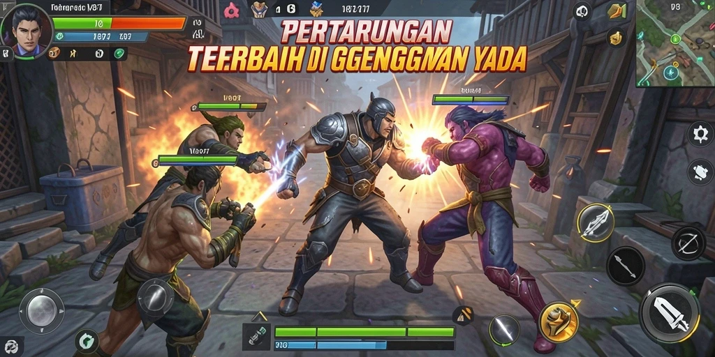 Tampilan gameplay V87 yang mendebarkan dengan karakter Fighting yang beraksi.